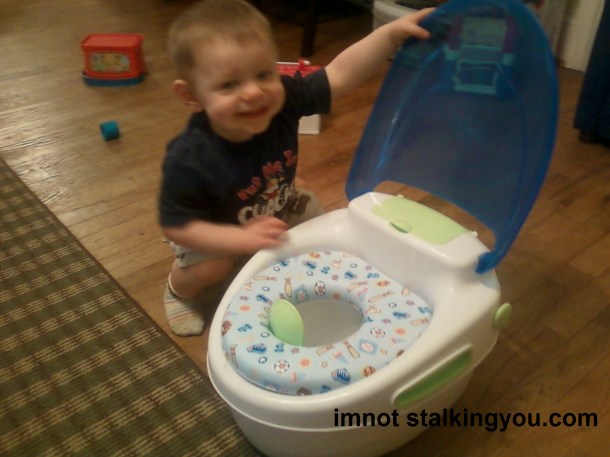 Here was the little potty when it was new.  I have no idea what ever happened to that blue lid.