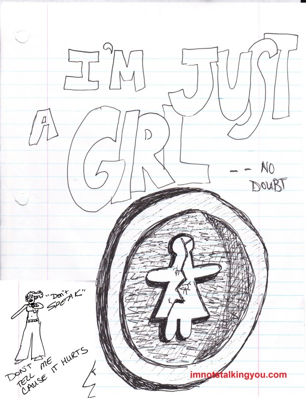 Compilation of 2 No Doubt drawings I made while in college