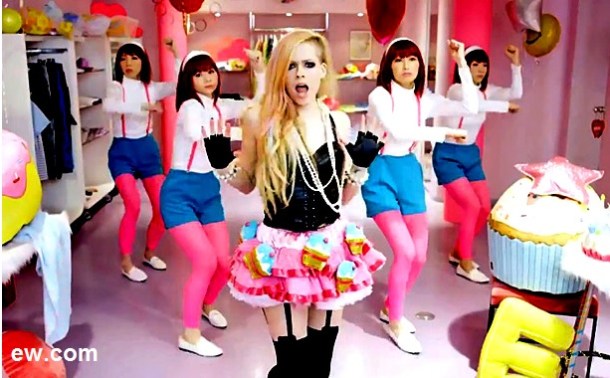 It is a wonderful, candy-coated cupcake land to make my senses dance! Still from "Hello Kitty" video