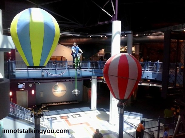 My husband on the high-wire bike at Imagination Station.  Yes, he is crazy.