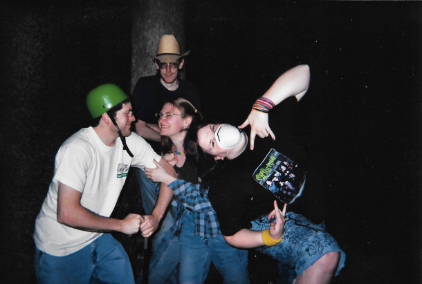 The only known photograph of the band Wes Nile, 2003