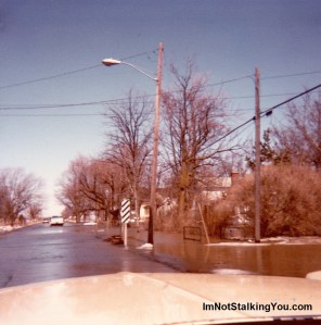 See the railing for the foot bridge?  That goes over Floodwood Creek.  Ironic, isn't it?