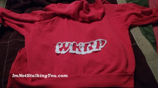 My WKRP jacket I made. Attached with safety pins for easy removal.